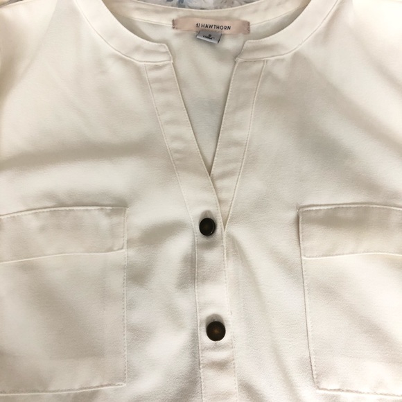 41 Hawthorne Tunic Button Down Ivory Top - Picture 3 of 8
